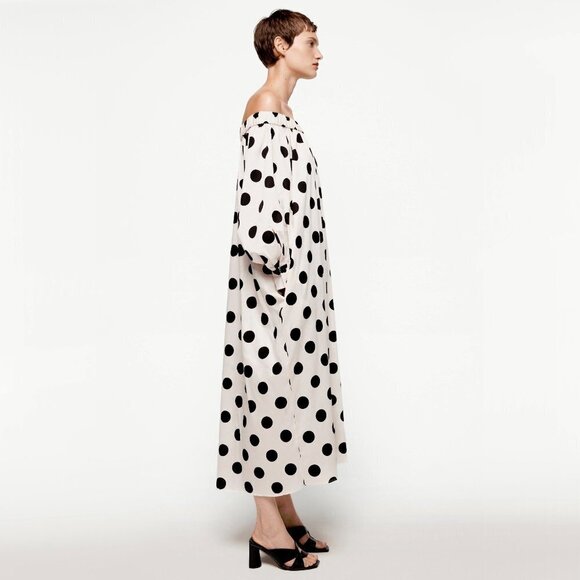 NWT Zara off-white ecru and black polka dot dress, S - Picture 6 of 15